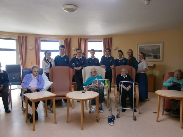 Oct 2014 Desmond College Trad Group and Transition Year Students celebrate with the residents of St. Ita's Nursing home, Positive Aging Week