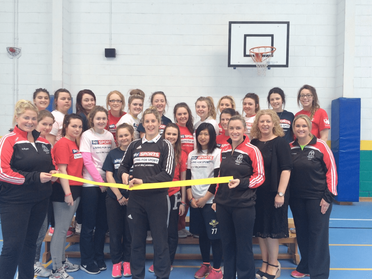 Alison Miller, Skysports and Irish Rugby officially opening the redeveloped PE Hall at Desmond College during Active Body Active Mind Week April 2015