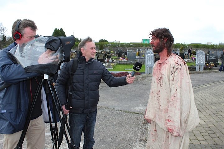 Actor Playing Jesus in the Annual Way of the Cross 2015 being interviewed