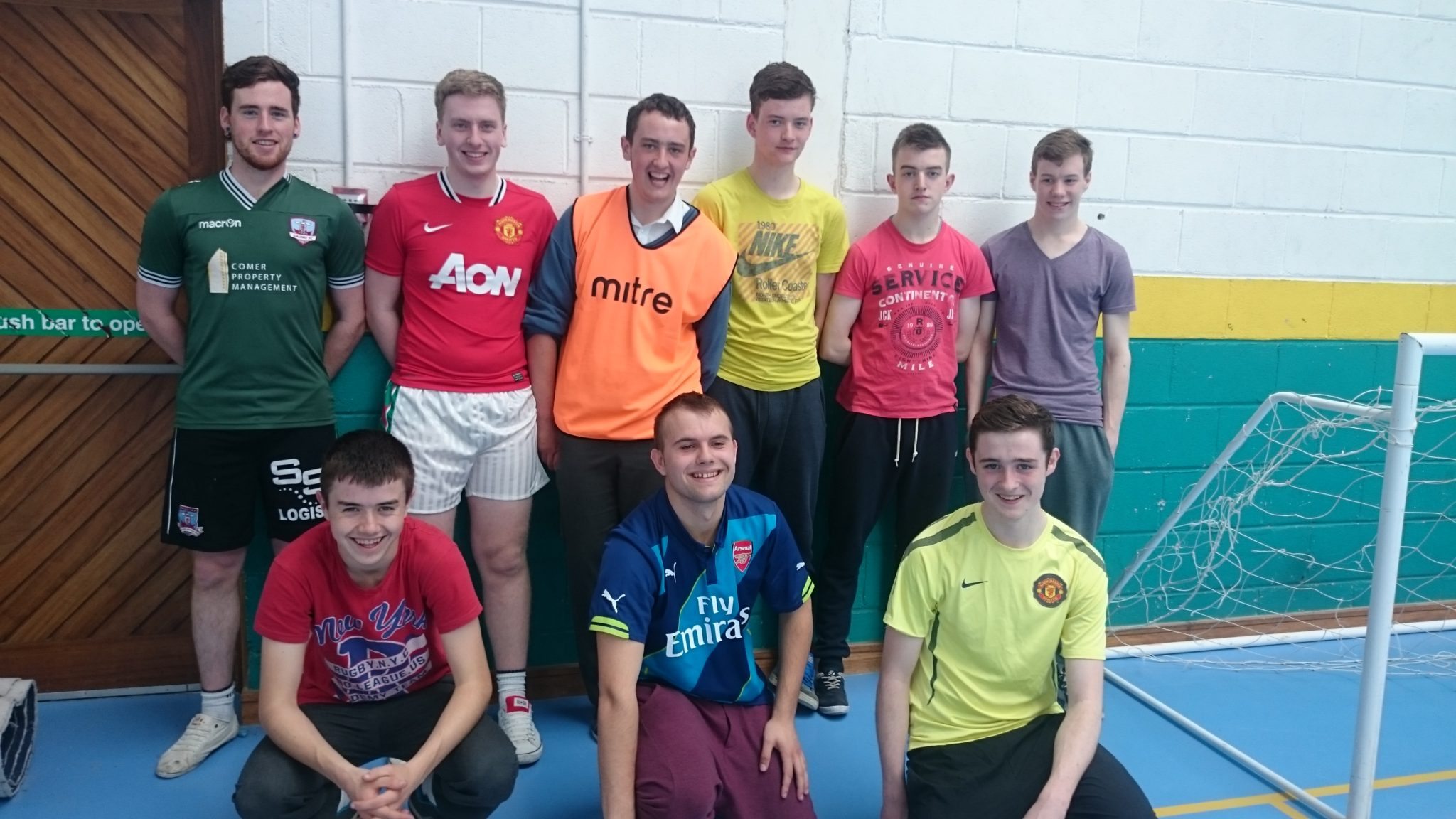 Peter Shanahan, Luke Barry, Patrick O'Connor, Darragh Breen, Daniel Barrett, Warren Gleeson, Anthony Mullins, Jimmy O'Connell and Aidan O'Connor enjoy some activities in Desmond College Active Schools Week April 2015