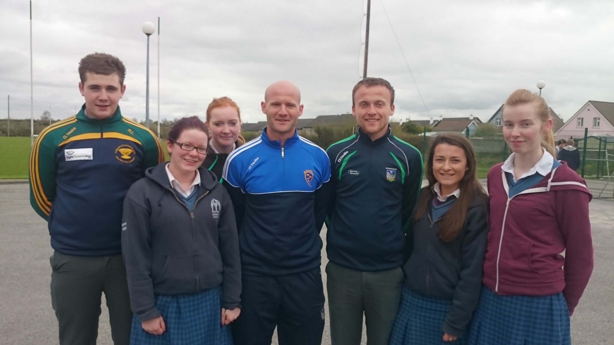 Rhys Lambardarios, Shannon Supple, Rebecca Folan, William Hurley, Leanne Browne and Sinead Liston with James Ryan at Desmond College Active Schools Week April 13th to April 17th 2015